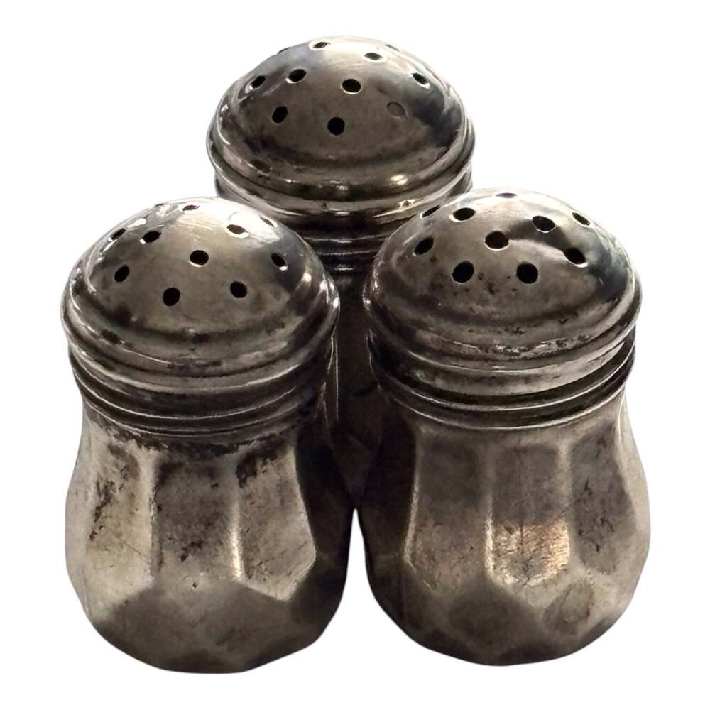 antique Newburyport Silver Co Sterling Silver Mini Salt Pepper Shakers Set of 3